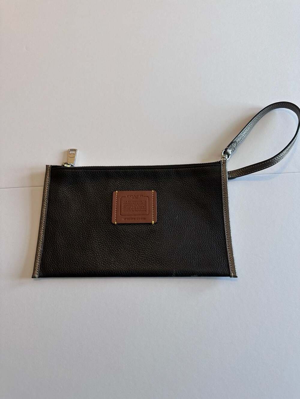 Coach Leather Wristlet Black Silver